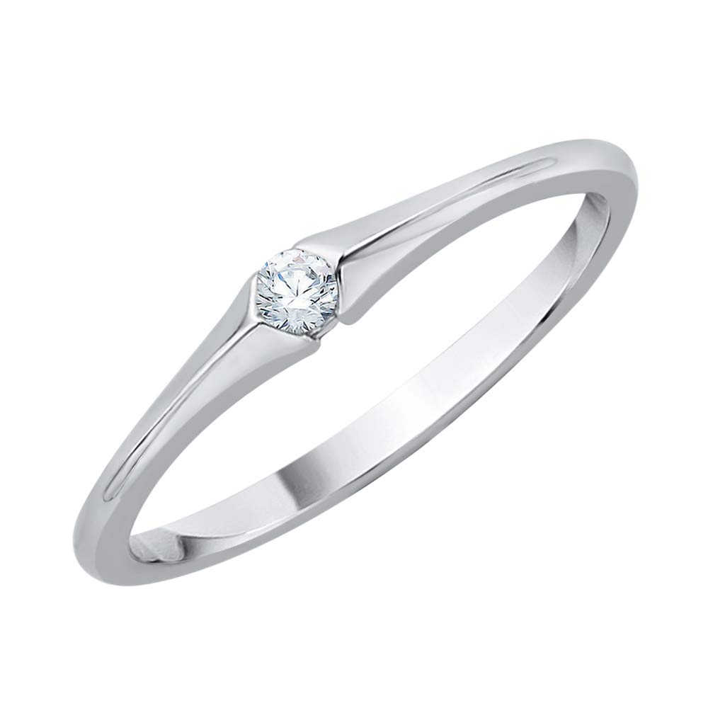 10K Gold Solitaire Diamond Accent Fashion Ring for Women - KATARINA I-J Color I1 Clarity - Perfect for Engagement, Anniversary Gifts & Everyday Elegance