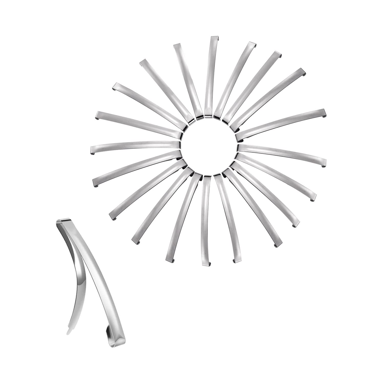 UJOY 20 Pack Silver Metal French Barrette Hair Clips - 3.5 Inch Single Prong Pins for Women & Girls (90mm) - Perfect for DIY Crafts, Bridal Hairstyles & Everyday Hair Accessories