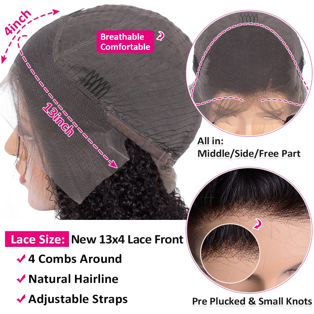 CYNOSURE 13x4 Lace Front Human Hair Wigs for Black Women - 9A Grade Curly Lace Front Wigs with Pre-Plucked Hairline & Baby Hair - Natural Black Color (18 Inches) | Perfect for Daily Wear, Special Occasions & Protective Hairstyles