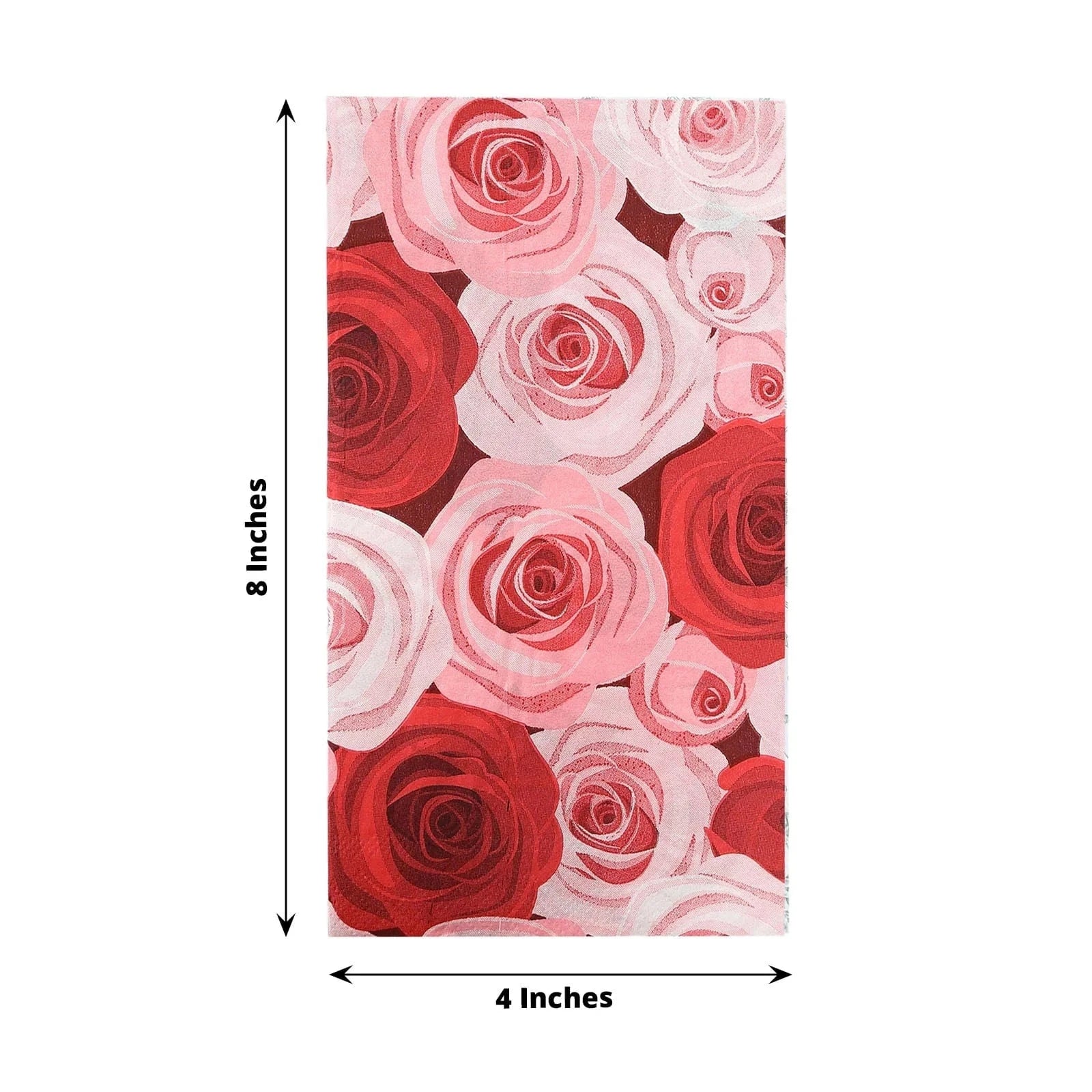 50-Pack Disposable Paper Dinner Napkins with Elegant Rose Print - Red & Pink Floral Design for Parties, Weddings, and Special Occasions
