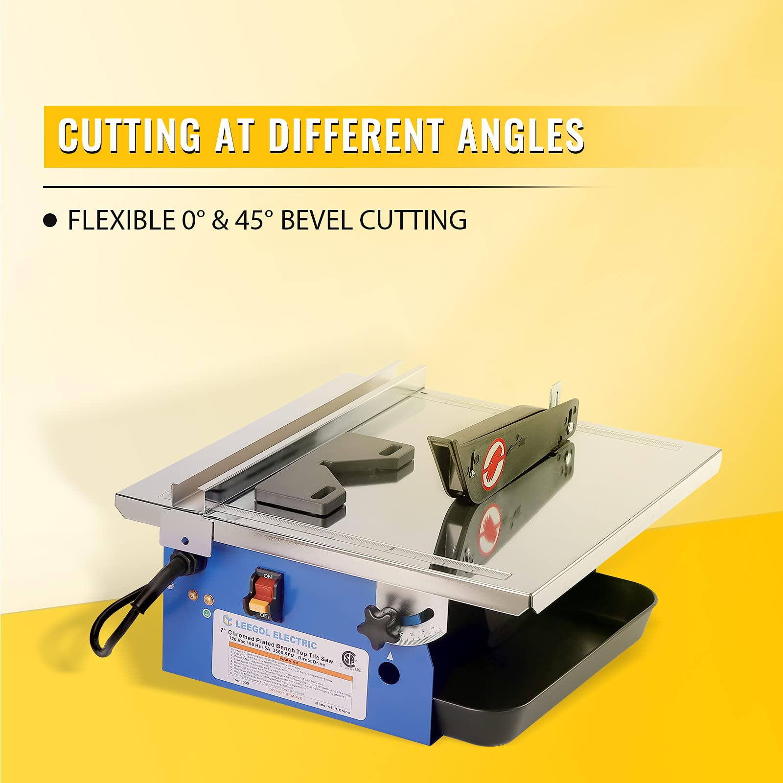 Leegol Electric 7-Inch Wet Tile Saw - Professional Ceramic & Porcelain Cutter with Water Cooling System - Perfect for DIY Home Renovation, Bathroom Remodeling & Floor Tile Installation