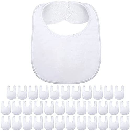 36 Pack White Sublimation Baby Bibs - Washable Blank DIY Feeding Bibs for Infants & Toddlers - Perfect for Custom Designs, Daycare, and Photo Shoots