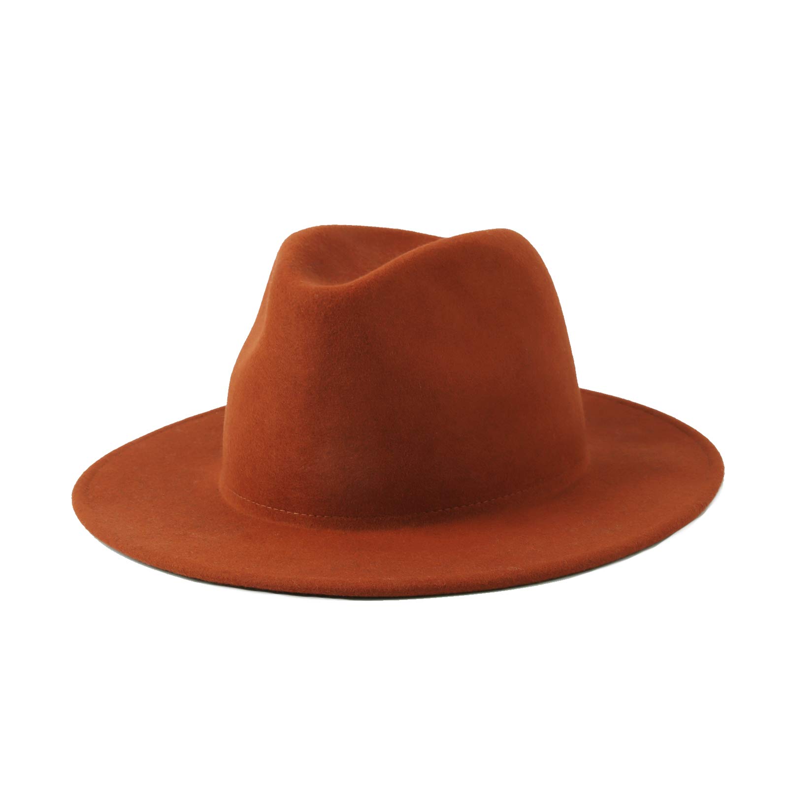 WITHMOONS Classic Wool Felt Fedora Hat - Wide Brim Panama Style Sun Hat for Men & Women - Perfect for Outdoor, Beach, and Casual Wear