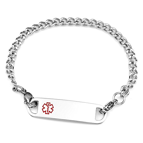 StickyJ USA Kids Stainless Steel Medical ID Bracelet - 5.5 Inch Adjustable Safety Alert Wristband for Children with Allergies & Medical Conditions - Perfect for School, Travel & Emergency Situations