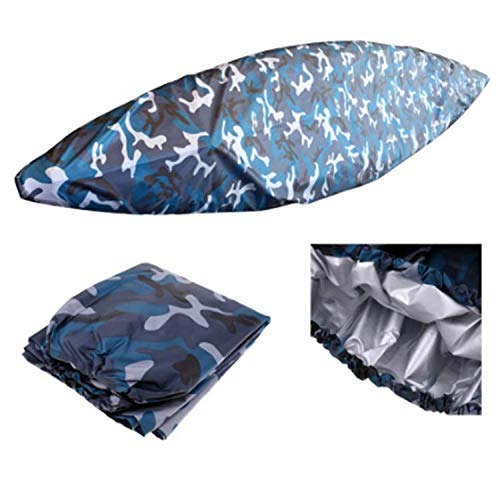 UNISTRENGH Heavy Duty Waterproof Kayak Cover - UV Protection & Dustproof Canoe Storage Cover for 6.8-8.2ft (2.1-2.5m) Boats - Blue Camo Design - Perfect for Outdoor Storage, Boat Protection & All-Weather Use