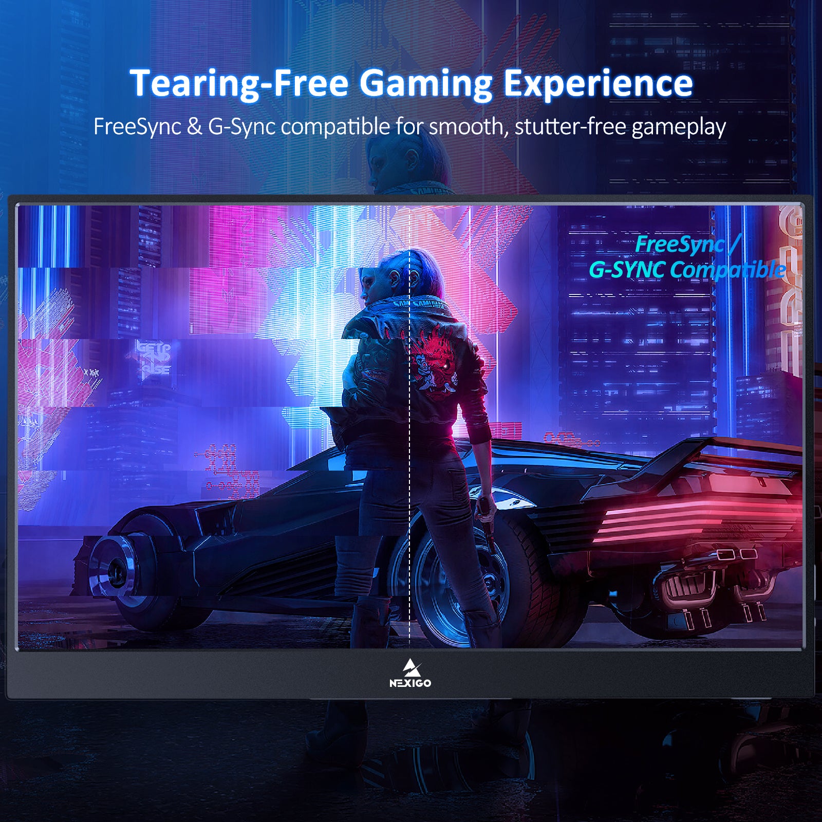 NexiGo NG17FGQ 17.3 Inch Portable Monitor with 300Hz Refresh Rate & Built-in Kickstand - Perfect for Gaming, Office Work, and Travel