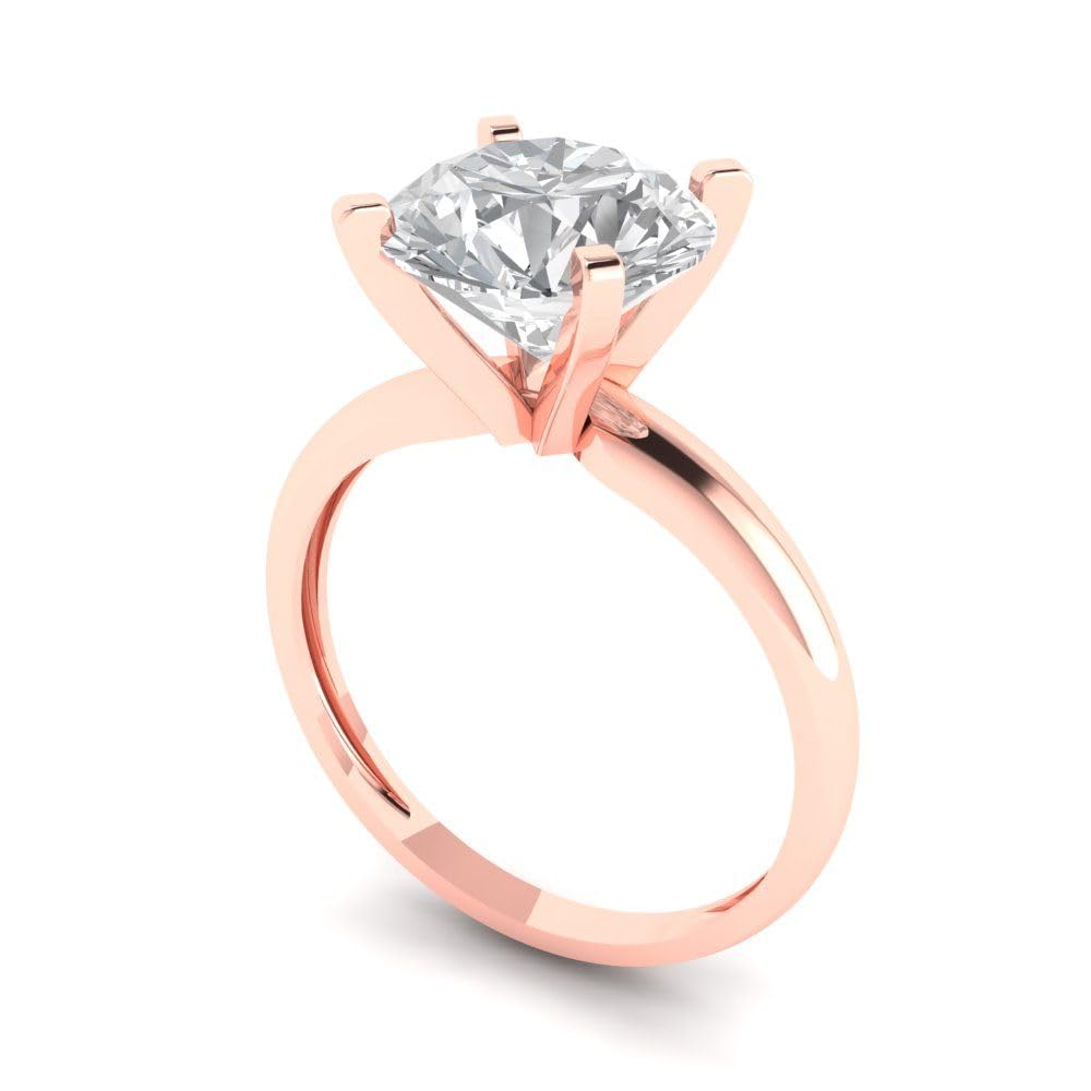2.5 Carat Brilliant Round Cut Clear Simulated Diamond 14K Rose Gold Solitaire Ring for Engagement, Promise, Bridal & Anniversary - Perfect for Proposals, Weddings & Special Occasions