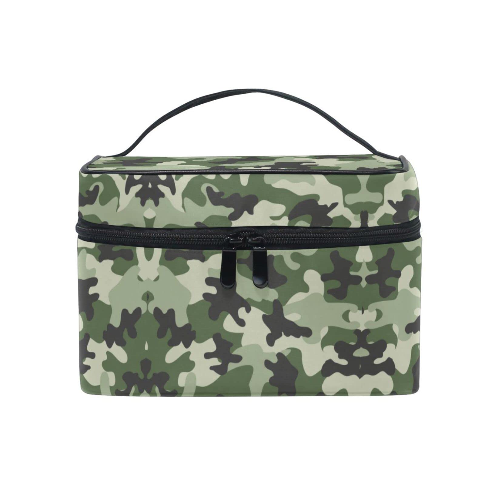 Camouflage Army Green Hidden Cosmetic Bag Organizer - Waterproof Zippered Makeup Pouch & Toiletry Case for Women | Travel, Gym, Camping Essentials Storage