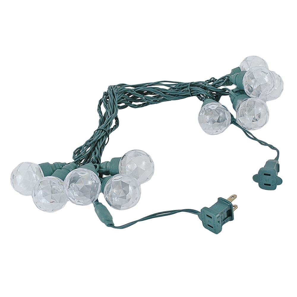 10 Foot LED G40 Sparkle Outdoor Patio String Lights with 10 Pure White Globe Bulbs - Bistro Cafe Hanging Lights - C7/E12 Base - Green Wire - Perfect for Backyard, Garden, Wedding & Party Decor