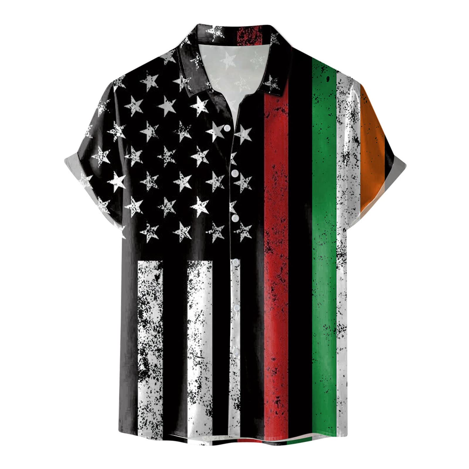 Men's Summer Short Sleeve Button Down Shirts - Patriotic 4th of July American Flag Design, Breathable Aloha Beach Shirts for Outdoor BBQ, Pool Party & Vacation Wear