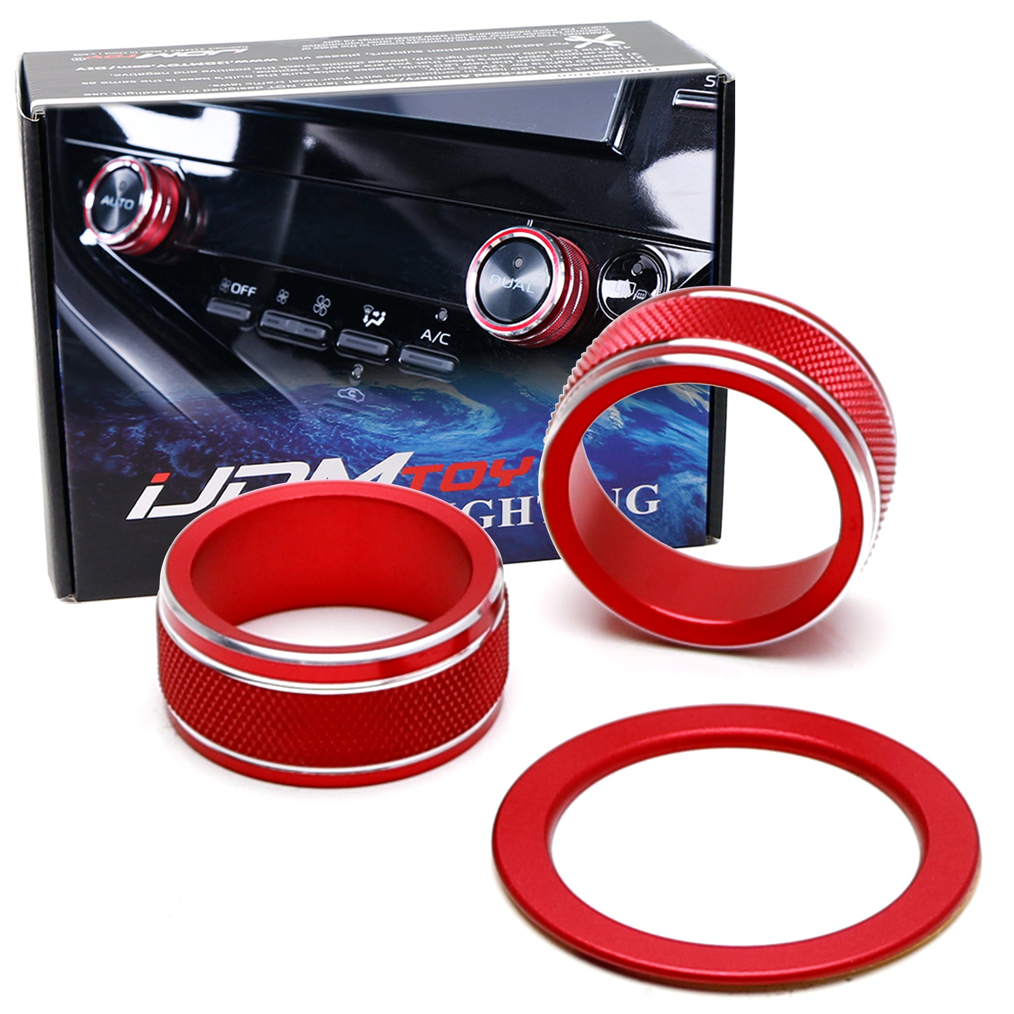 3-Piece Red AC Turn Knobs - Engine Push Start Decoration Trim Kit for 2021-2023 Toyota Camry - Interior Car Accessories Upgrade for Enhanced Style & Comfort