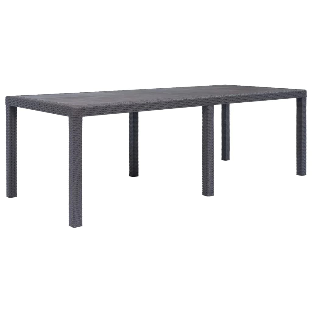 vidaXL Modern Brown Plastic Rattan Look Patio Table - Outdoor Garden, Terrace, Lawn Furniture for Dining, Coffee, Dinner & Side Desk - Perfect for Backyard, Deck, and Poolside Relaxation