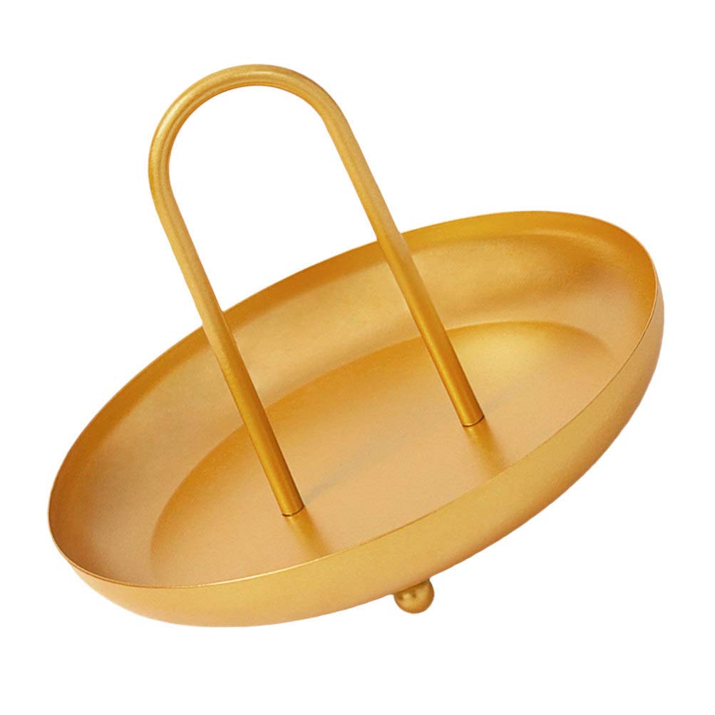 Stainless Steel Serving Tray with Handles - 12 Inch Round Cake Stand, Fruit & Tea Tray for Coffee, Snacks, Nuts, Condiments - Perfect for Parties, Afternoon Tea, and Home Entertaining