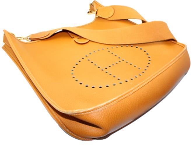 Authentic Hermes Evelyne GM Handbag - Natural Tan Clemence Leather Crossbody Purse for Women | Luxury Everyday Bag for Work, Travel & Shopping