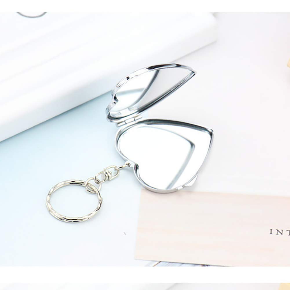 GSHLLO 4 Pack Heart Shaped Metal Folding Compact Mirror - Portable Travel Makeup Mirror with Keychain Ring for Purse, Cosmetic Bag & On-the-Go Touch Ups | Perfect for Home, Office, Travel & Gift Giving