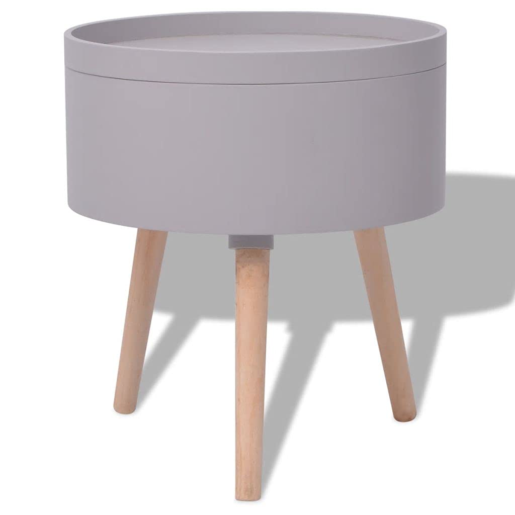 Modern Round Side Table with Serving Tray - 15.6