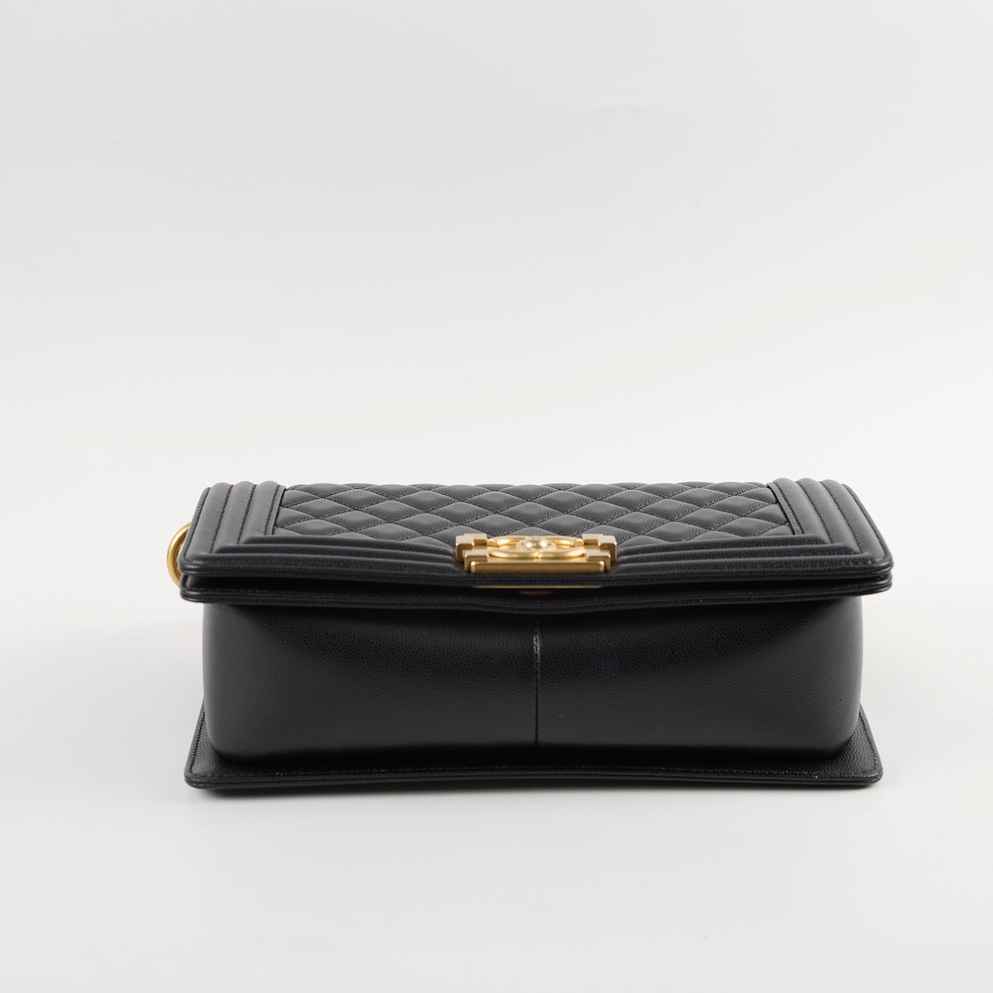 Chanel Old Medium Boy Bag Black Caviar Gold Hardware - Luxury Designer Handbag for Women, Perfect for Evening Parties & Special Occasions