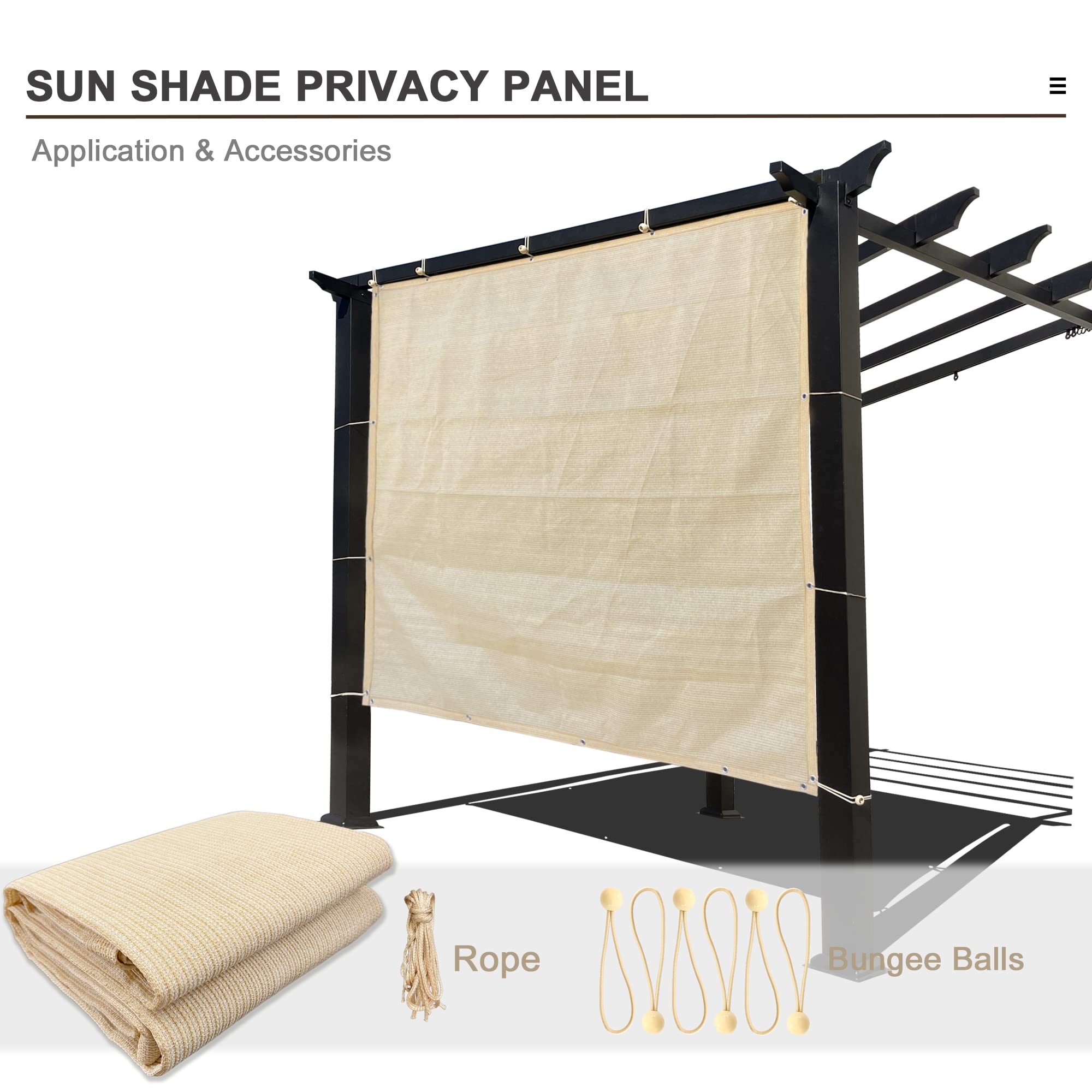 Alion Home© Sun Shade Privacy Panel with Grommets - UV Protection Outdoor Curtain for Patio, Pergola, Gazebo & Windows - Custom Sizes in Beige | Perfect for Backyard, Deck & Poolside Privacy