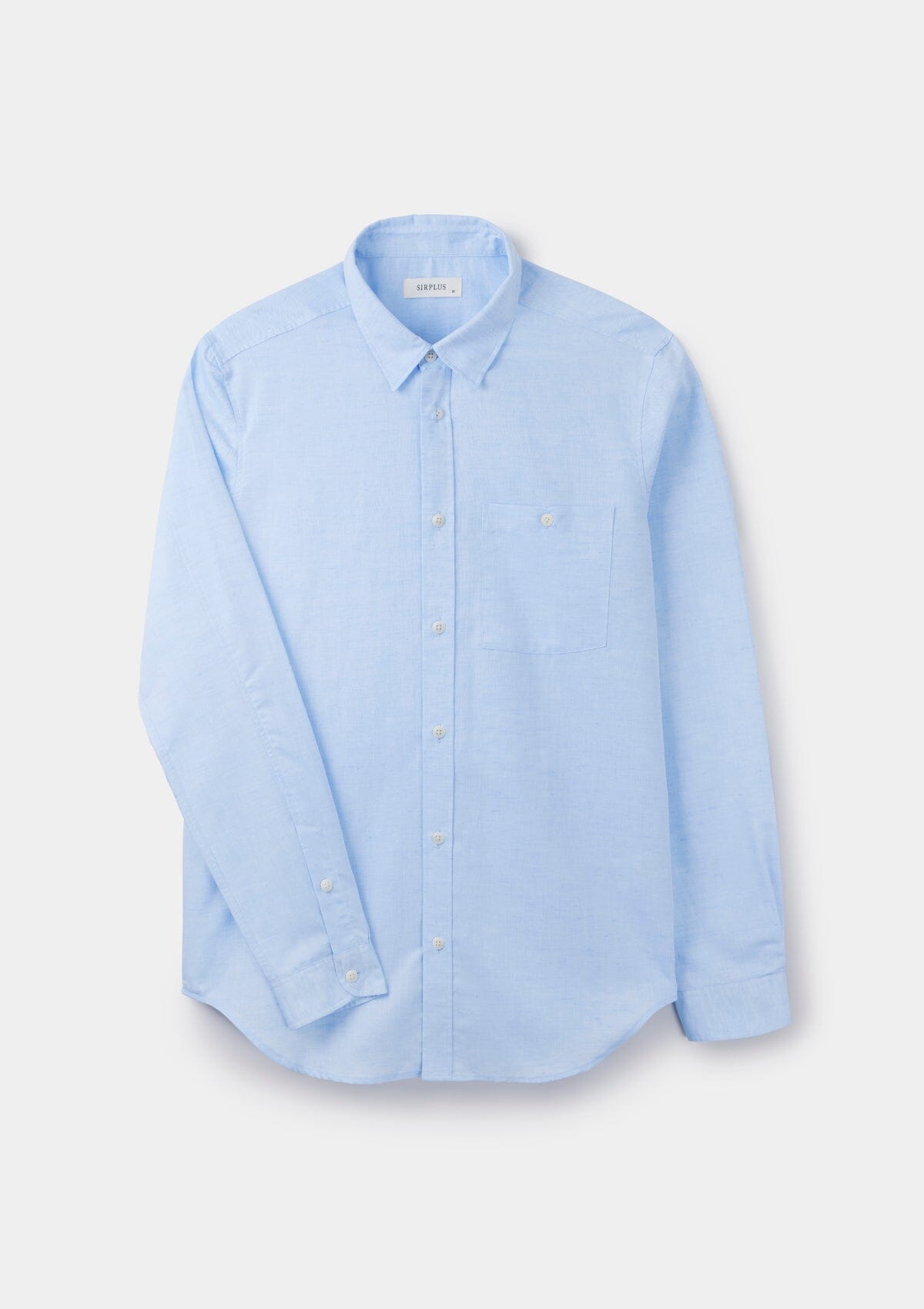 Pale Blue Cotton Linen Collared Shirt for Men - Breathable Summer Casual Button Down Shirt for Office, Travel & Outdoor Activities