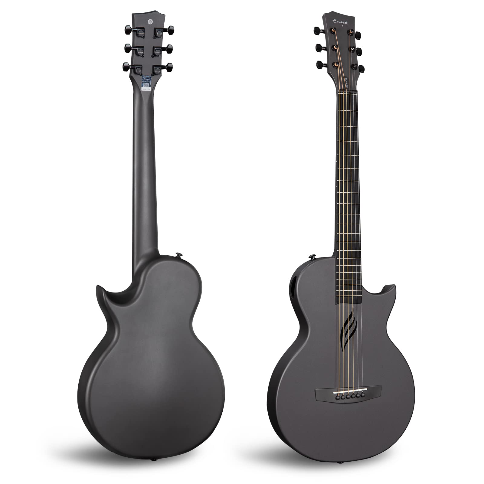 **Enya Nova Go 1/2 Size Carbon Fiber Acoustic Guitar for Beginners & Adults – Travel Guitar with Starter Bundle (Black) – Includes Gig Bag, Strap, Cleaning Cloth & Strings – Perfect for Camping, Travel & Outdoor Performances**