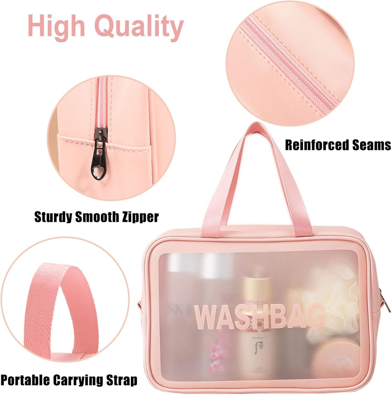 Atorakushon® Pink Fabric Cosmetic Organizer - Travel Toiletry Bag & Jewelry Pouch for Women & Men (1-Pack) | Perfect for Makeup Storage, Gym Essentials & Vacation Packing