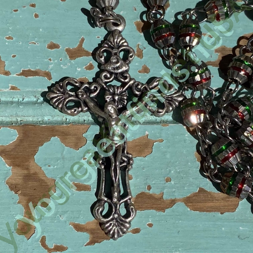 Authentic Vintage Mexican Metal Rosary - Handmade Catholic Prayer Beads for Devotion, Collectors & Home Decor