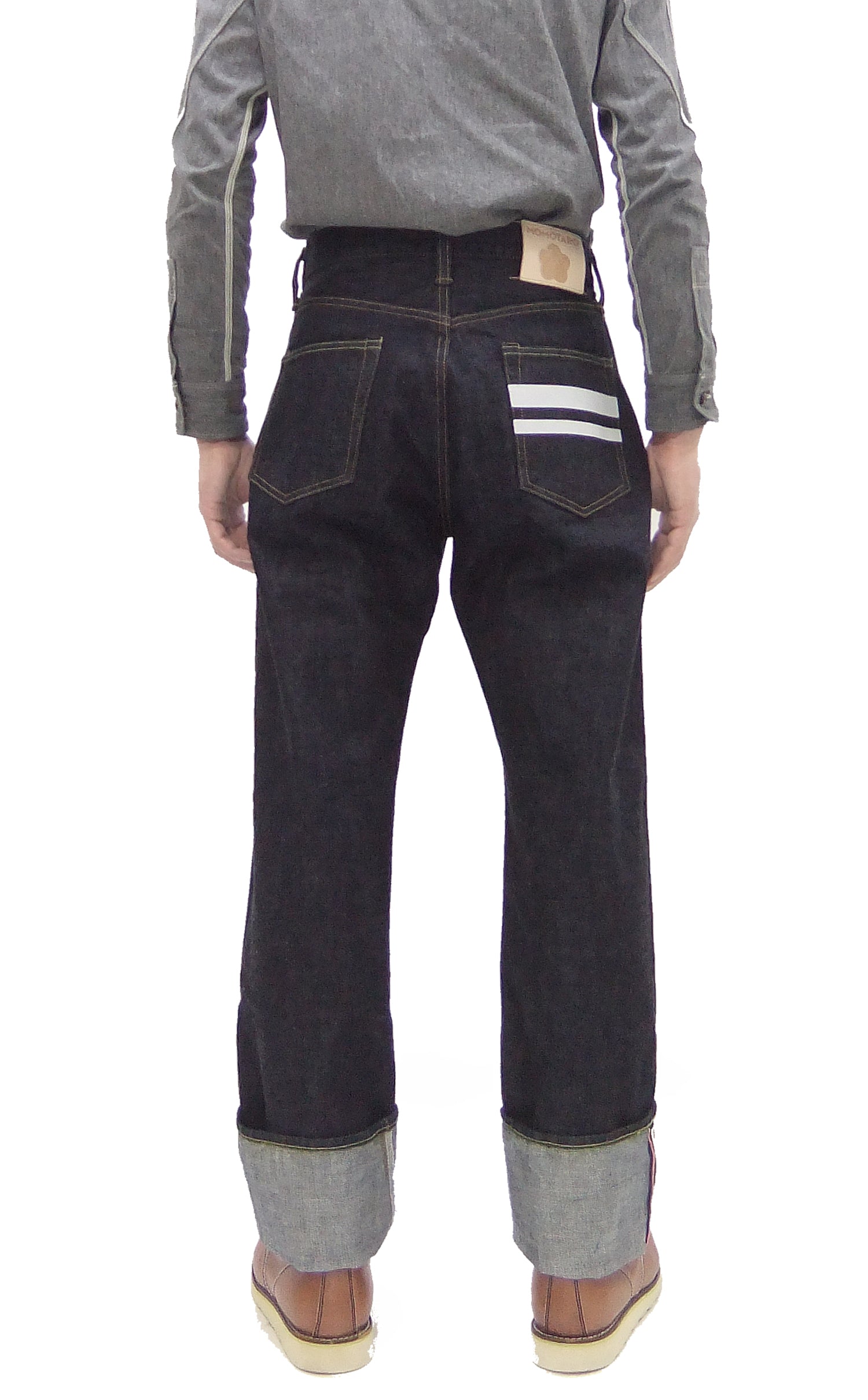 Momotaro Jeans #100 Double Stripe Paint Men's Loose Fit Straight Button Fly Denim Pants - 14.7oz Zimbabwe Cotton Deep Indigo Wash MMJB0101 | Casual Wear, Street Style & Vintage Fashion