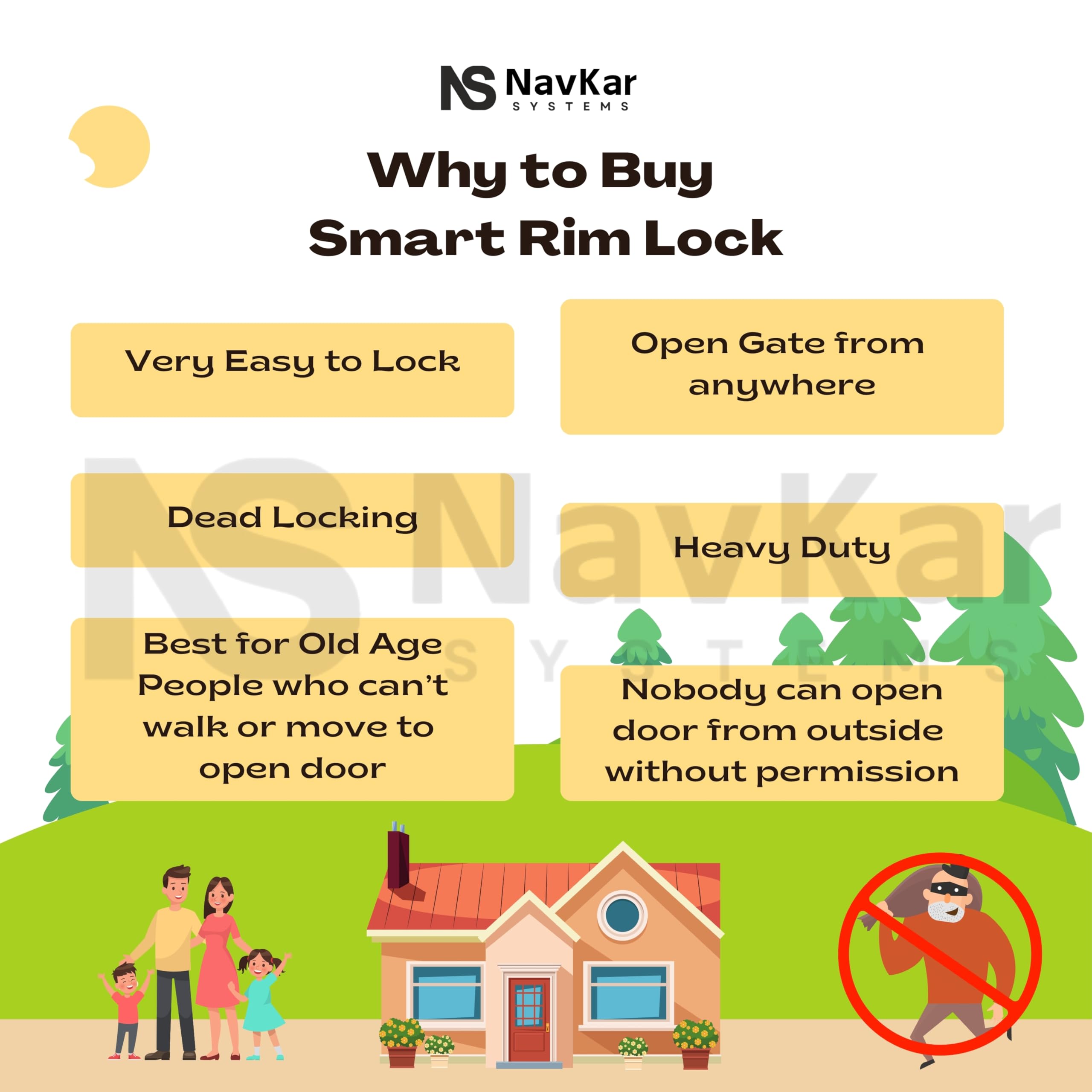 NAVKAR SYSTEMS Smart Stainless Steel Electronic Door Lock with Video Door Phone - Secure Keyless Entry for Homes & Offices | Ideal for Apartments, Villas & Commercial Buildings