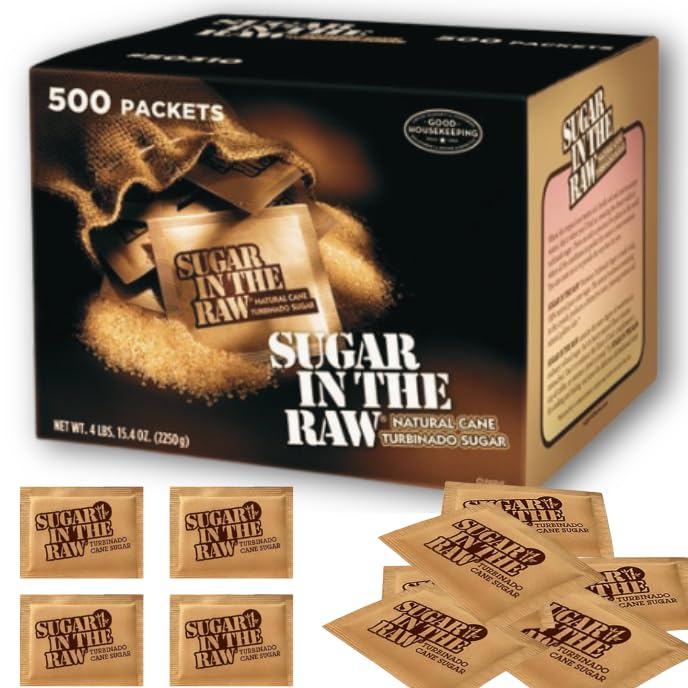 Organic Turbinado Cane Sugar Packets - 500 Count Bulk Pack | Raw, Unrefined Sweetener for Baking, Coffee, Tea & Cooking | Perfect for Restaurants, Cafes & Home Use