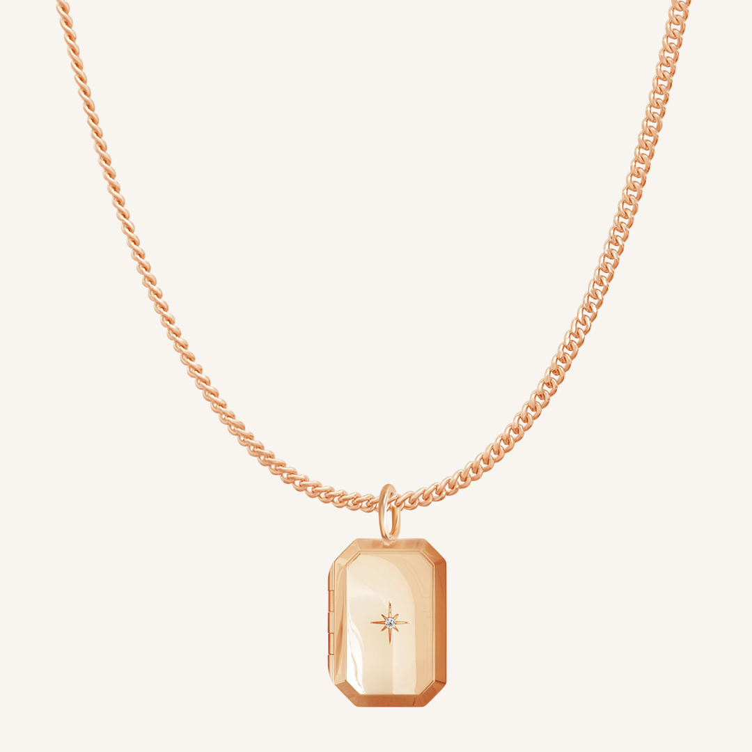 Bevel Photo Locket Necklace - Personalized Engraved Jewelry for Women - Perfect Gift for Mom, Wife, or Girlfriend - Ideal for Anniversaries, Birthdays & Valentine's Day