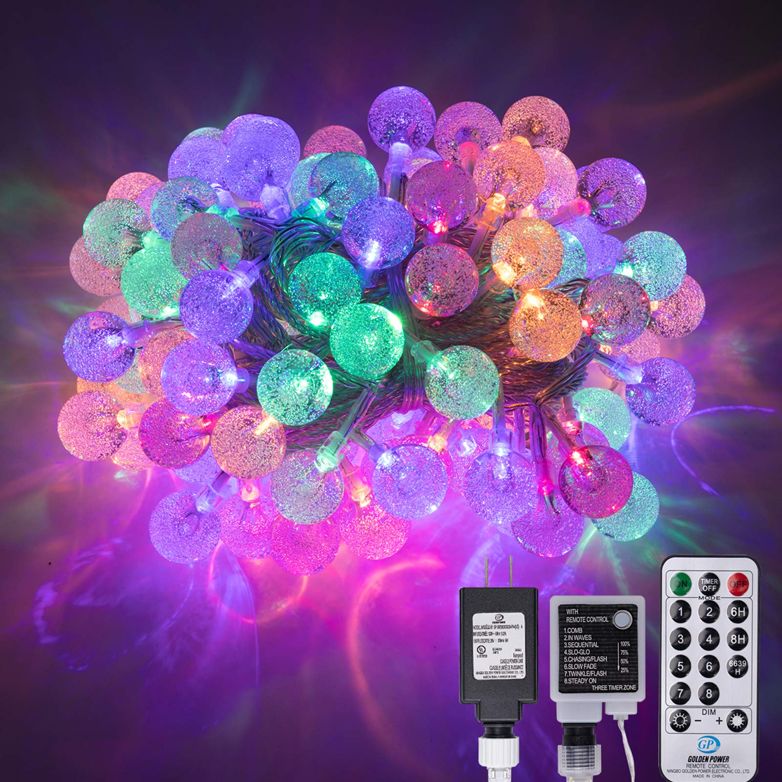 100 LED 49 FT Crystal Bubble Ball Fairy String Lights with Remote - 8 Lighting Modes, Extendable for Indoor/Outdoor Use - Perfect for Wedding, Christmas Tree, Garden, Party, and Home Decor (Multicolor)