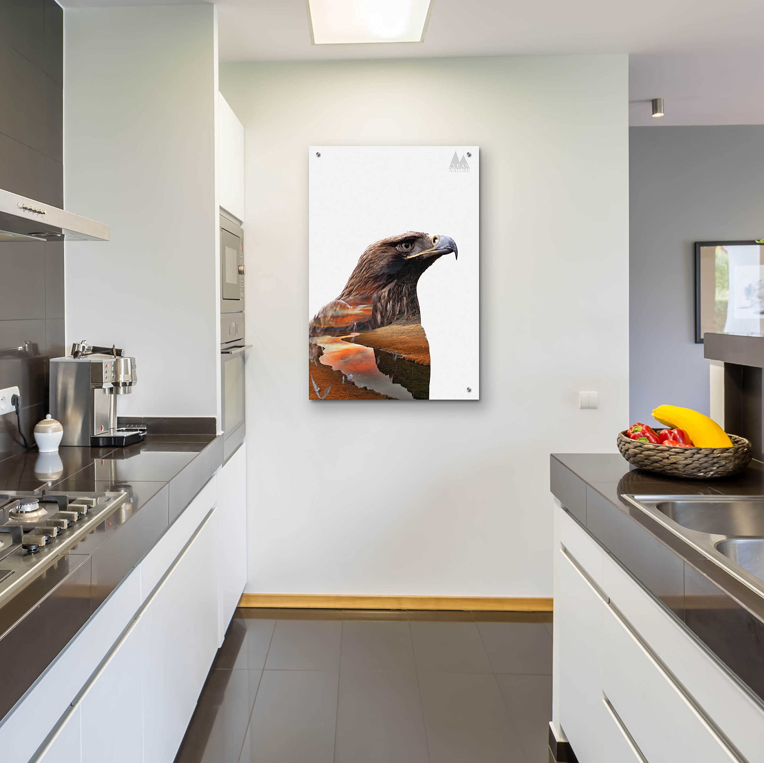 Epic Eagle Acrylic Glass Wall Art by Clean Nature - 24x36 Inches, Modern Home Decor for Living Room, Bedroom & Office - Durable & Vibrant Print