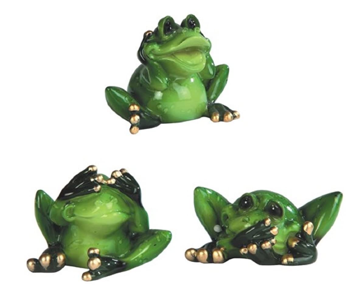 ICE ARMOR 3-Piece Hear-No, See-No, Speak-No Evil Frog Statue Set - 2 Inch Animal Figurines for Office Desk, Home & Living Room Decor - Perfect Housewarming Gift for New Home - Zen Decor for Meditation Spaces & Feng Shui Home Office