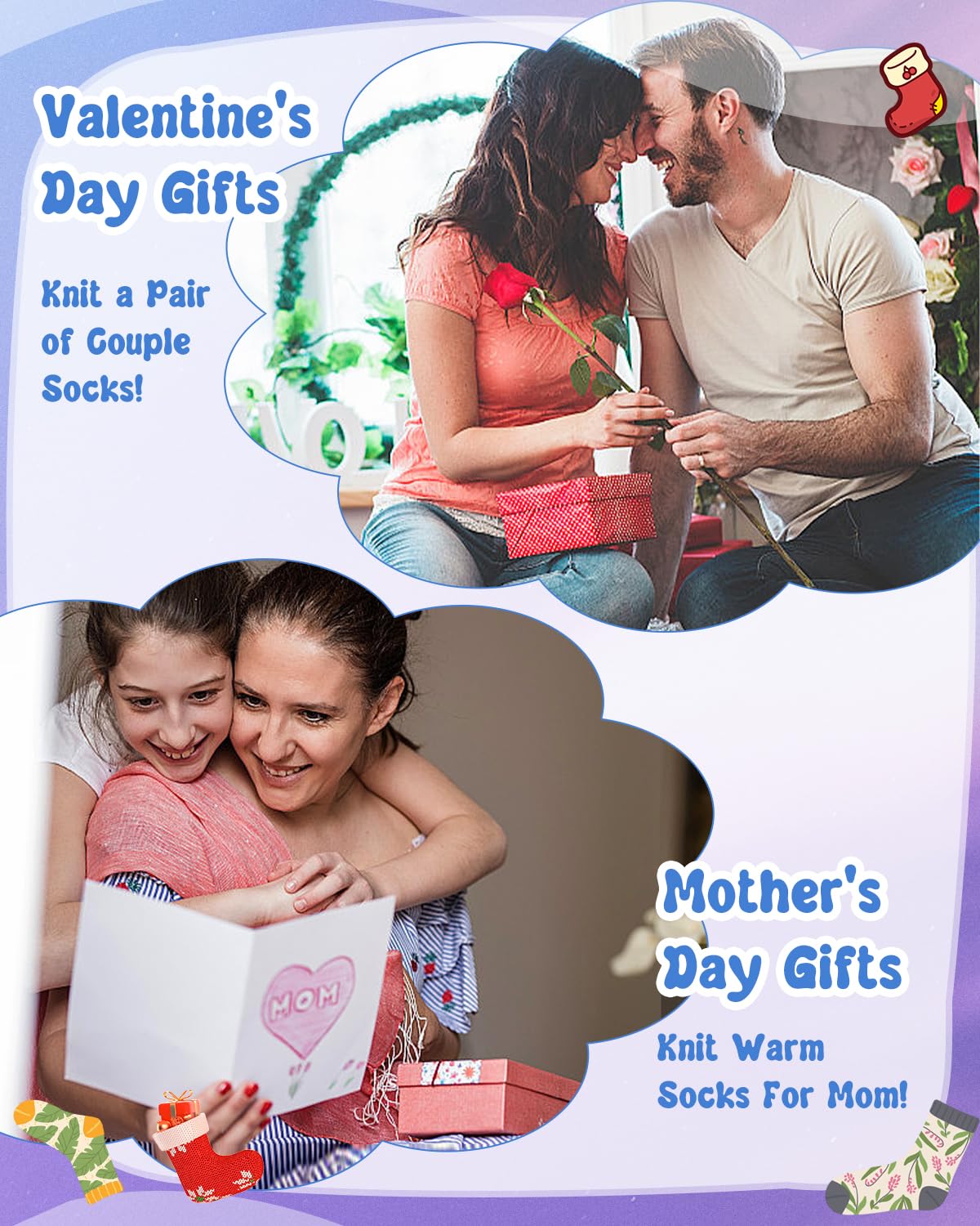 **Coopay Complete Knitting Kit for Beginners - Easy Sock Knitting Starter Set with Yarn & Step-by-Step Instructions - Perfect for Thanksgiving, Mother's Day Gifts & DIY Crafting at Home**