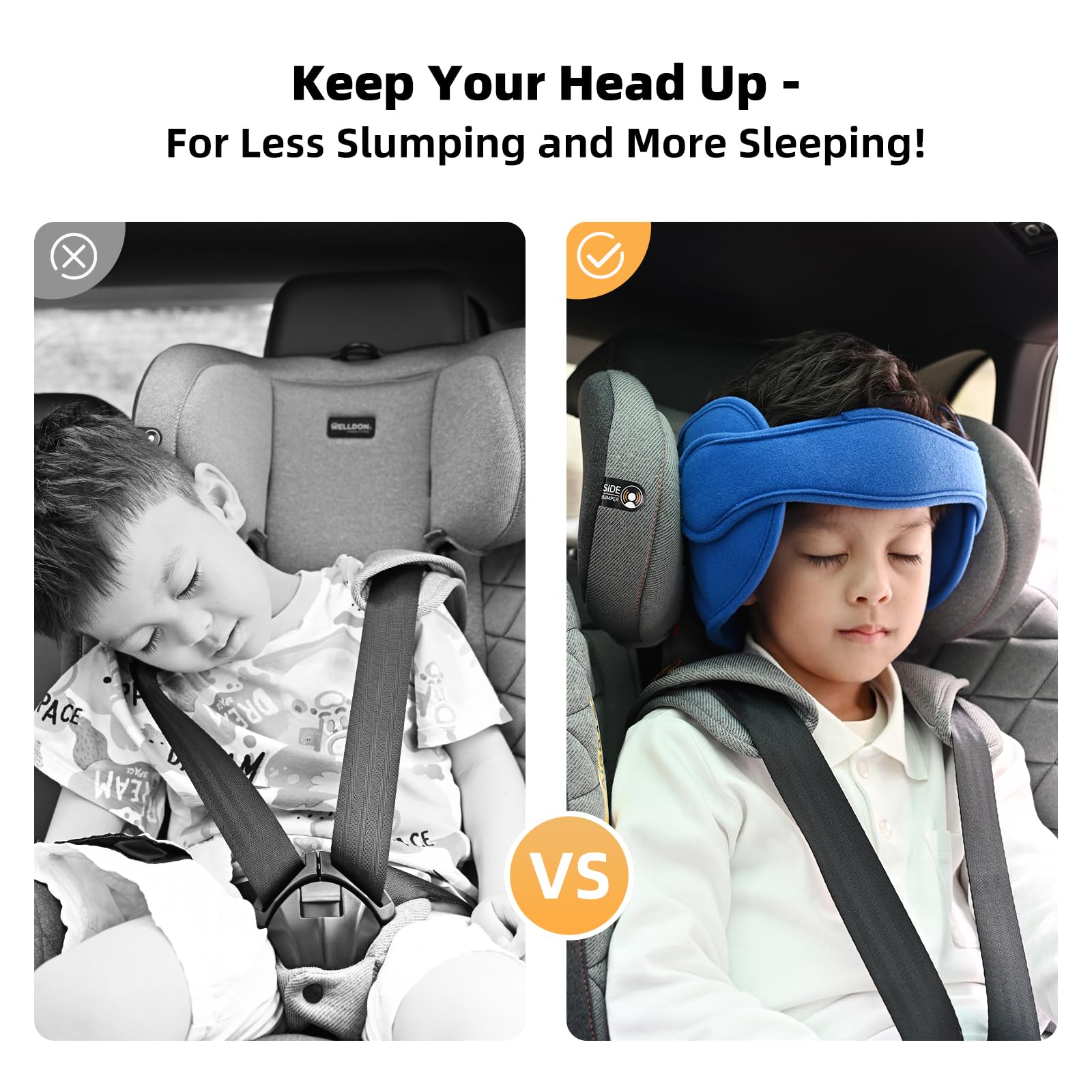 Adjustable Toddler Car Seat Head Support Band - Soft Safety Straps Cover for Neck Relief - Baby Head Support Cushion for Infants (Blue) - Perfect for Long Car Rides & Travel Comfort