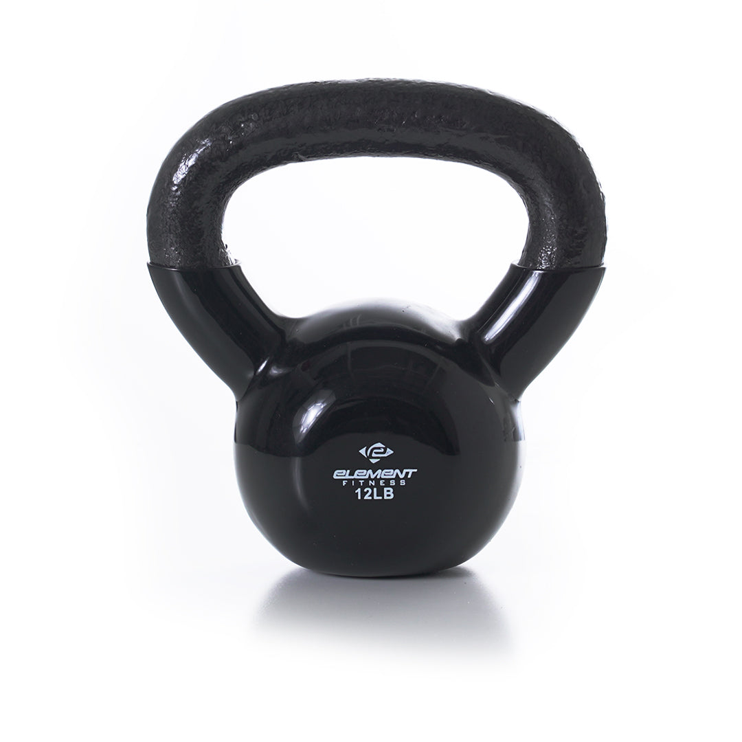 Vinyl Kettlebells 5-75 lbs Set | Durable Black Workout Weights for Home Gym, Strength Training & CrossFit
