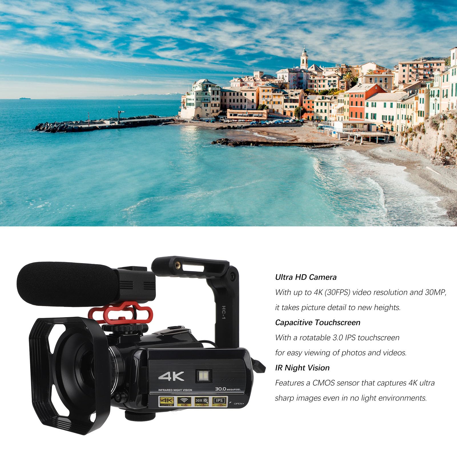 ASHATA 4K Vlogging Camera with Touchscreen & Night Vision - Perfect for Travel Vlogging
