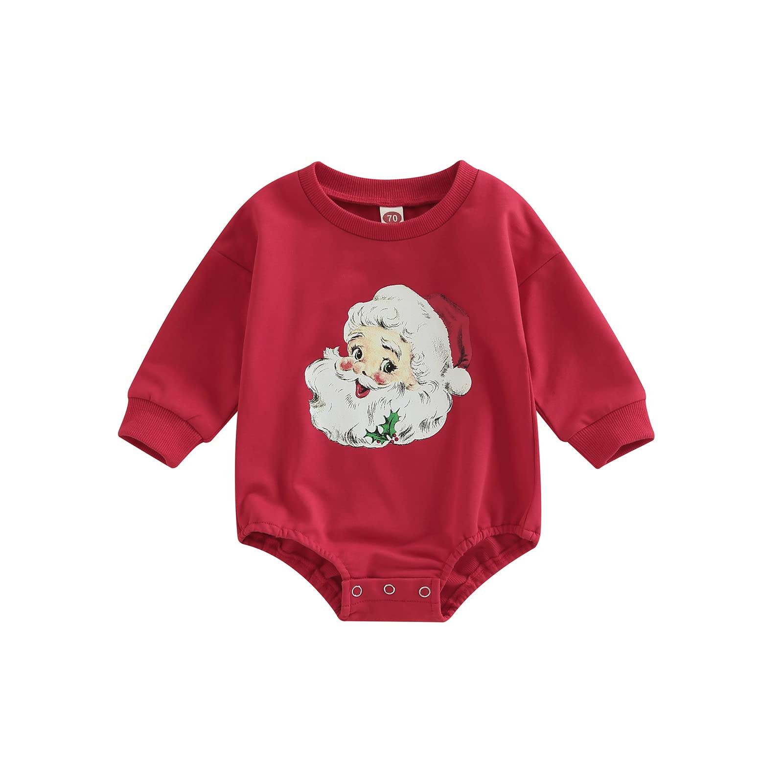 Lamuusaa Newborn Baby Christmas Outfit - Santa Claus Sweatshirt Romper One-Piece Bodysuit Jumpsuit for Boys & Girls | Perfect for Holiday Photos, Family Gatherings & Festive Celebrations
