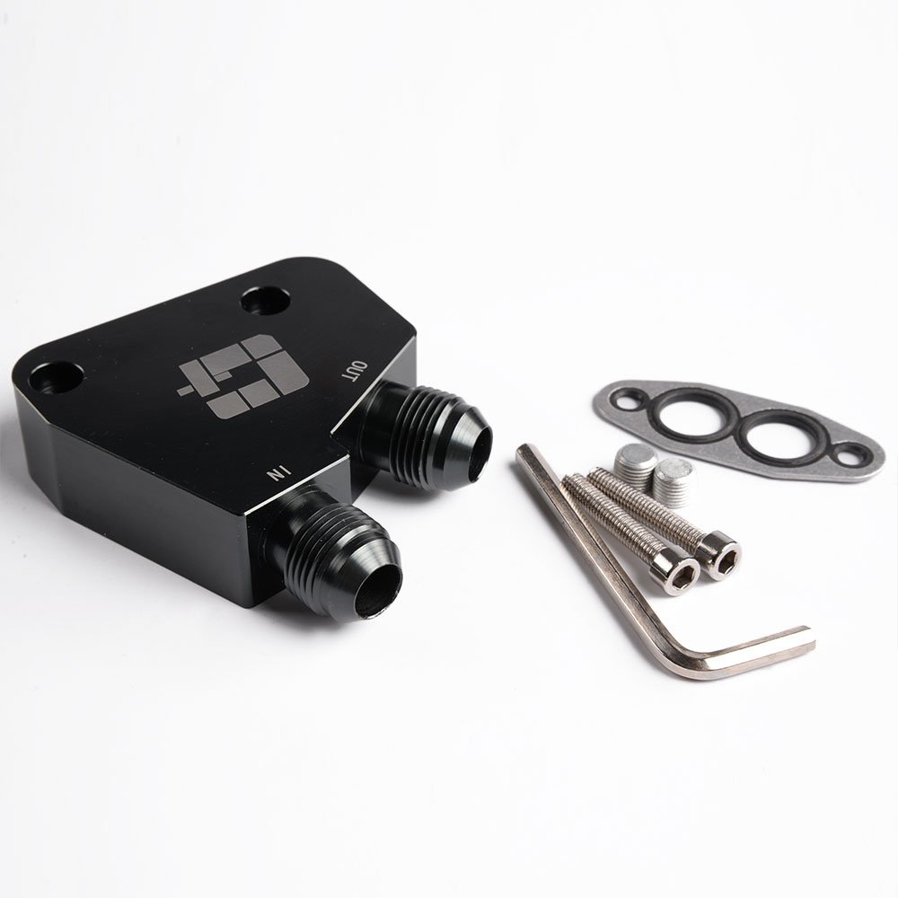 G-PLUS 16 Row Universal AN10 Aluminum Engine Transmission Oil Cooler Kit with Sandwich Plate - Compatible with LS1 LS2 LS3 Engines (Black) - High Performance Cooling for Racing, Towing & Off-Road Vehicles