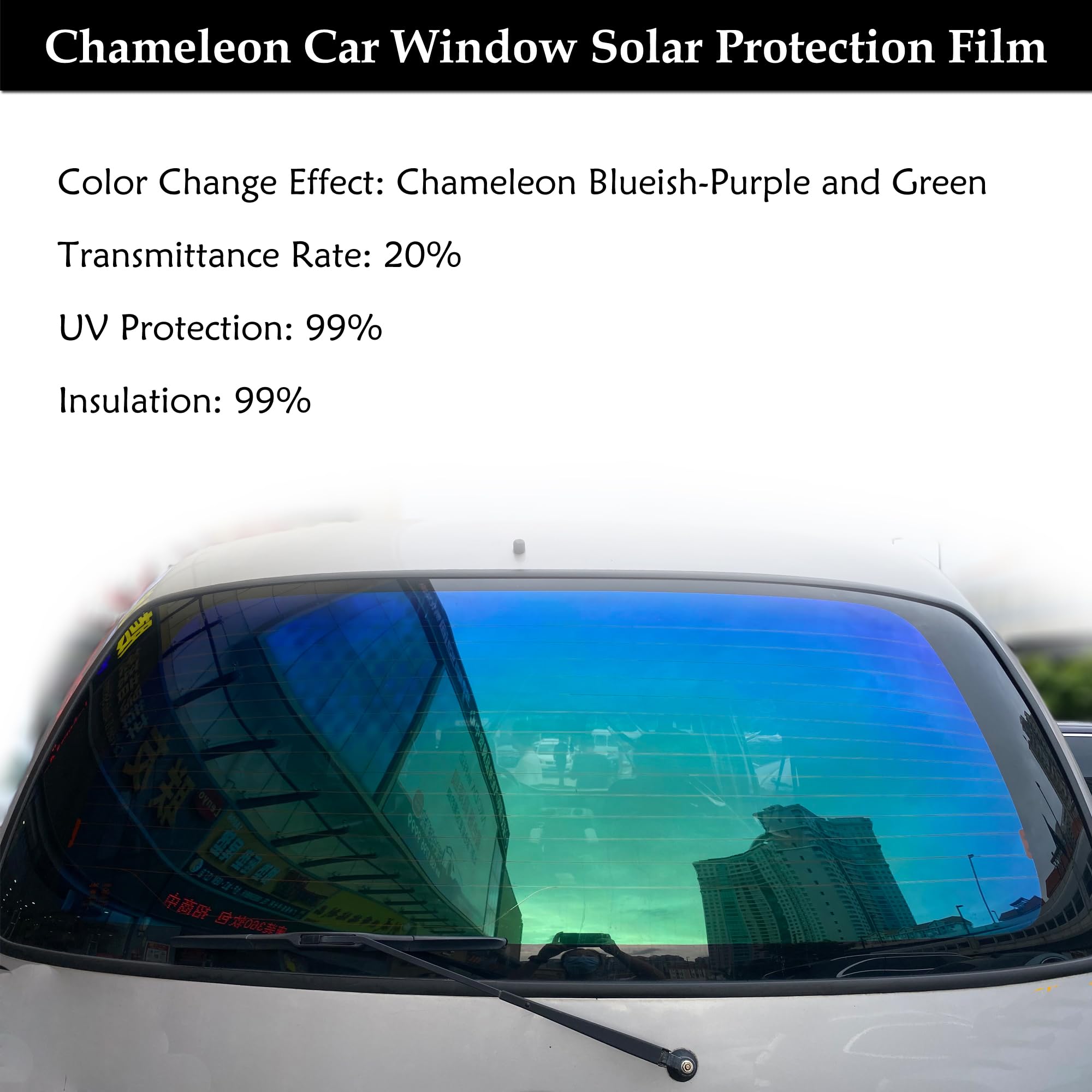 Purple Chameleon Car Window Tint - 25.59'' x 51.18'' Reflective Sun Shade Film for UV Protection & Heat Reduction - Perfect for Sedans, SUVs, and Trucks