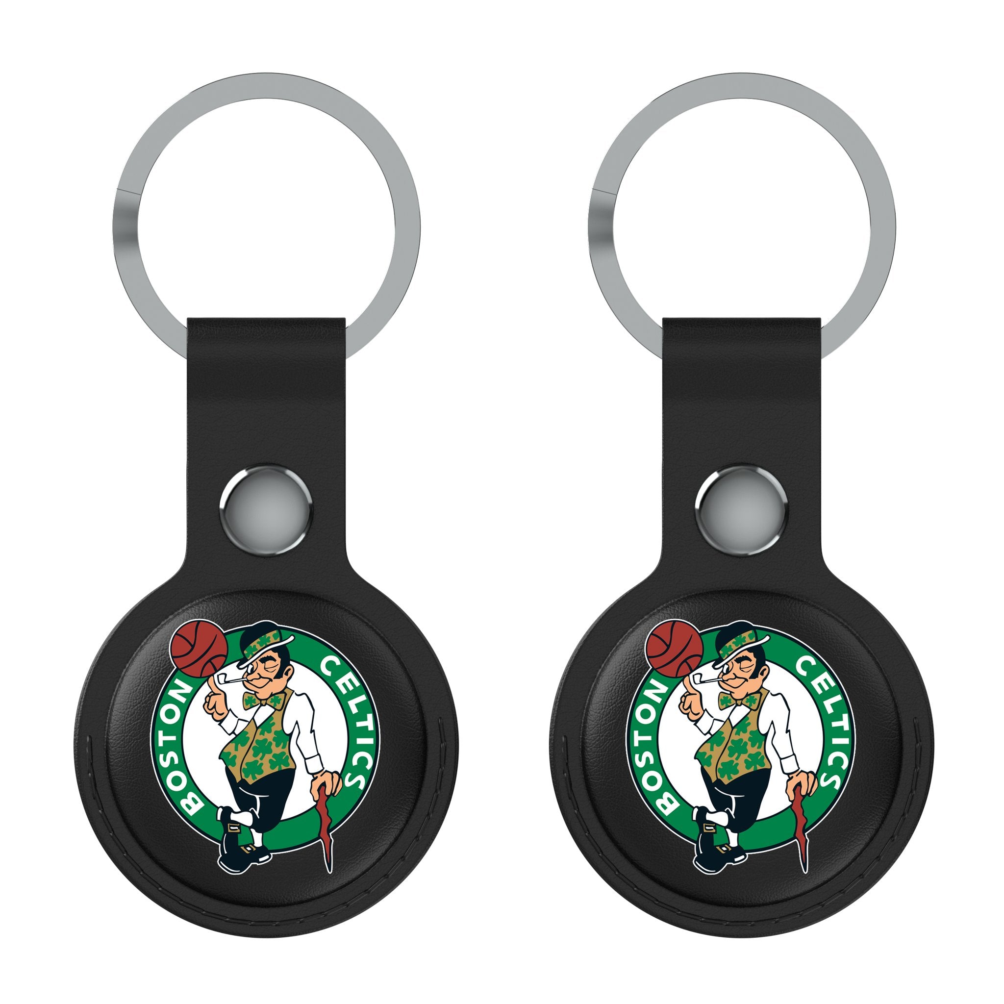 Boston Celtics Logo Black AirTag Holder 2 Pack - Secure Keychain Accessories for Keys, Bags & Luggage Tracking