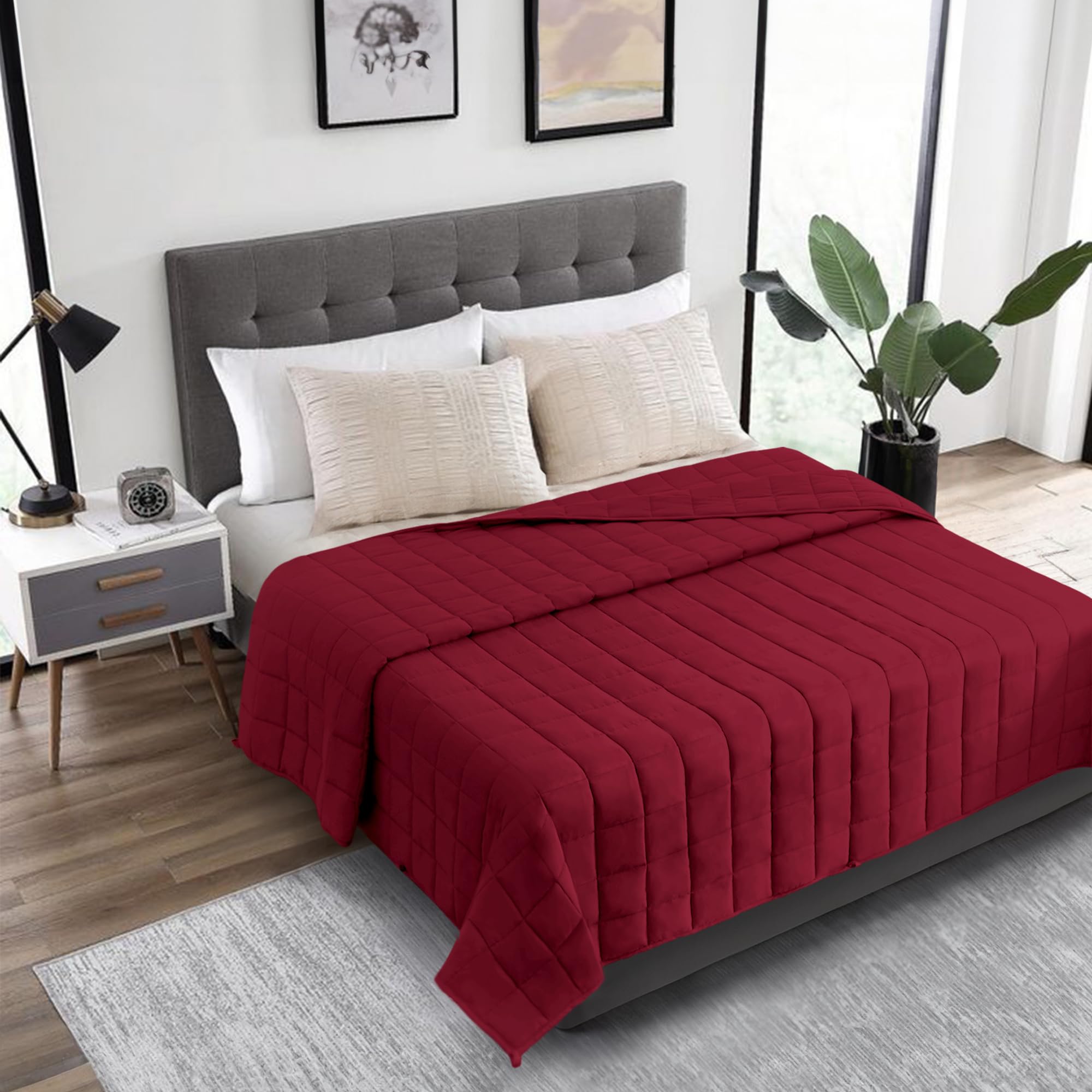 HomeSmart 20 lbs King Size Weighted Blanket for Adults - Oversized 104x92 Heavy Blanket in Red - Perfect for Stress Relief, Anxiety & Better Sleep