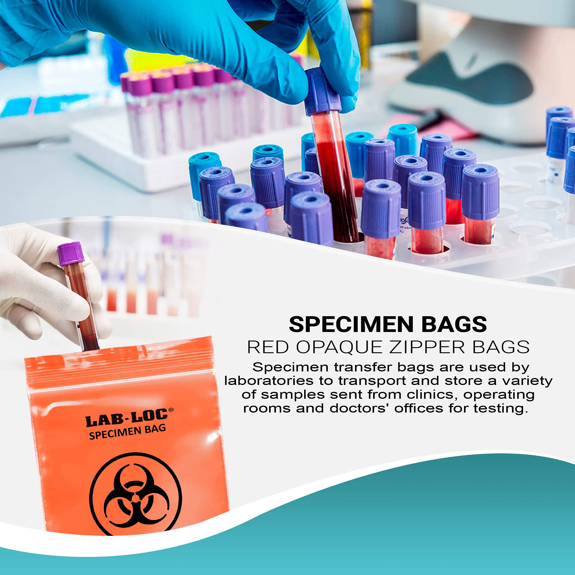 APQ 1000 Pack 6x9 Inch Red Opaque Specimen Transfer Bags - 2 Mil Thick 3-Wall Polyethylene Zipper Bags with Biohazard Print | Medical, Laboratory & Healthcare Supplies | Perfect for Clinics, Hospitals & Emergency Kits
