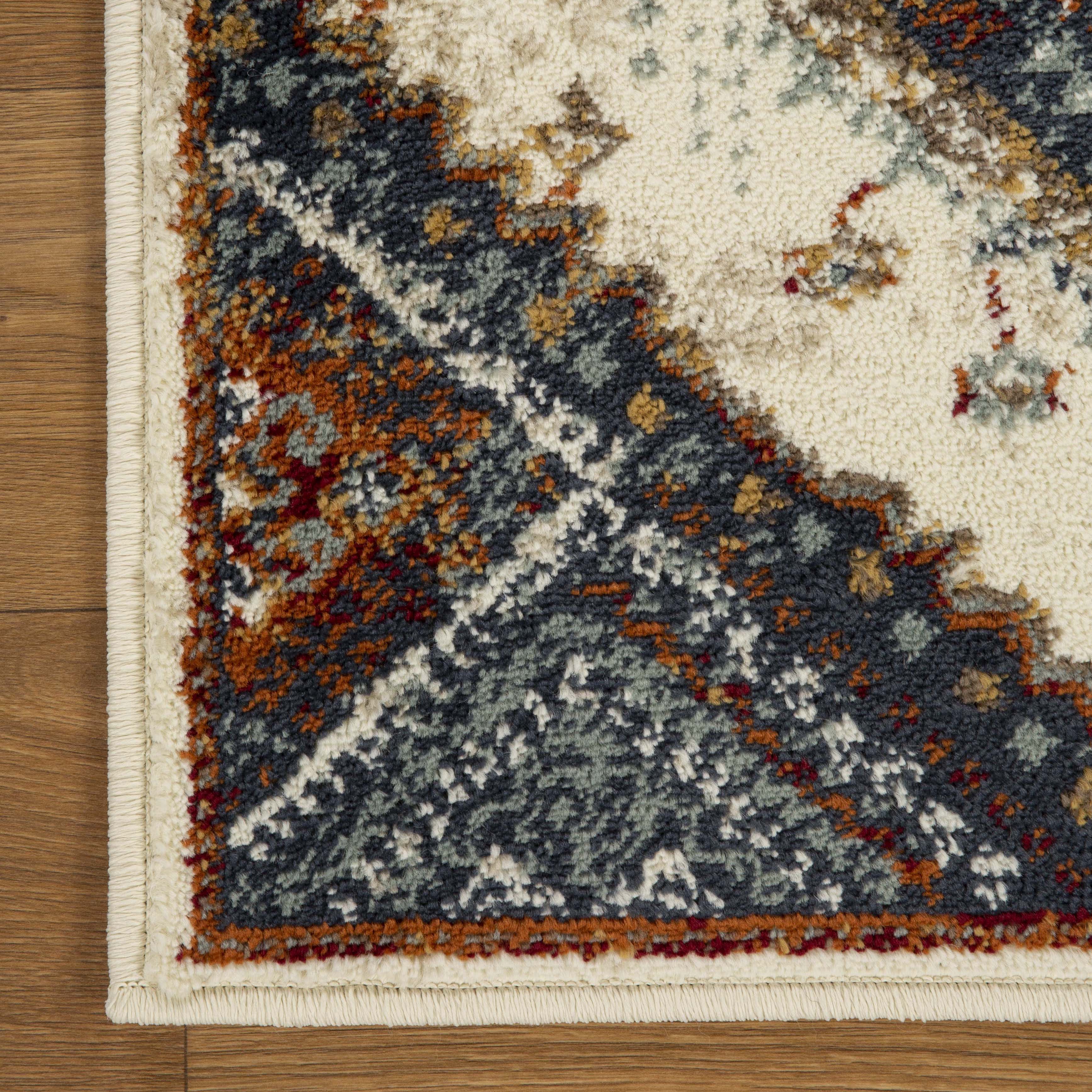 Stylish Poway Geometric Medallion Indoor Area Rug - Non-Slip Living Room Carpet for Home Decor, Bedroom & Office