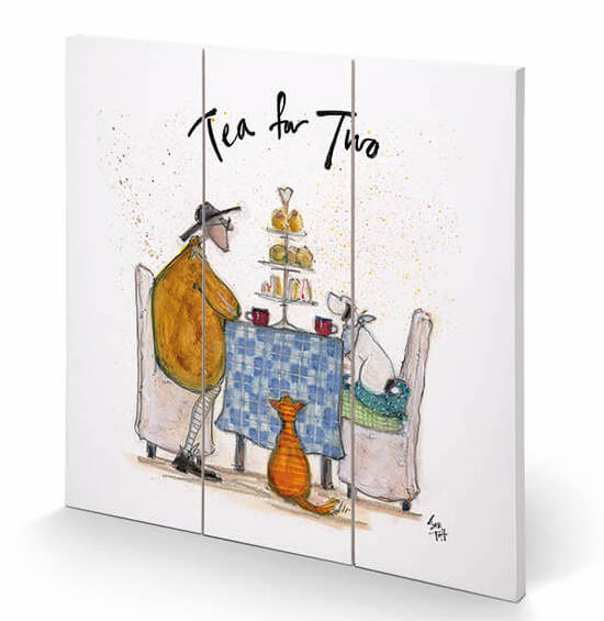 Sam Toft Tea for Two Wooden Print - 30x30cm Wall Art - Perfect for Kitchen, Dining Room & Home Decor