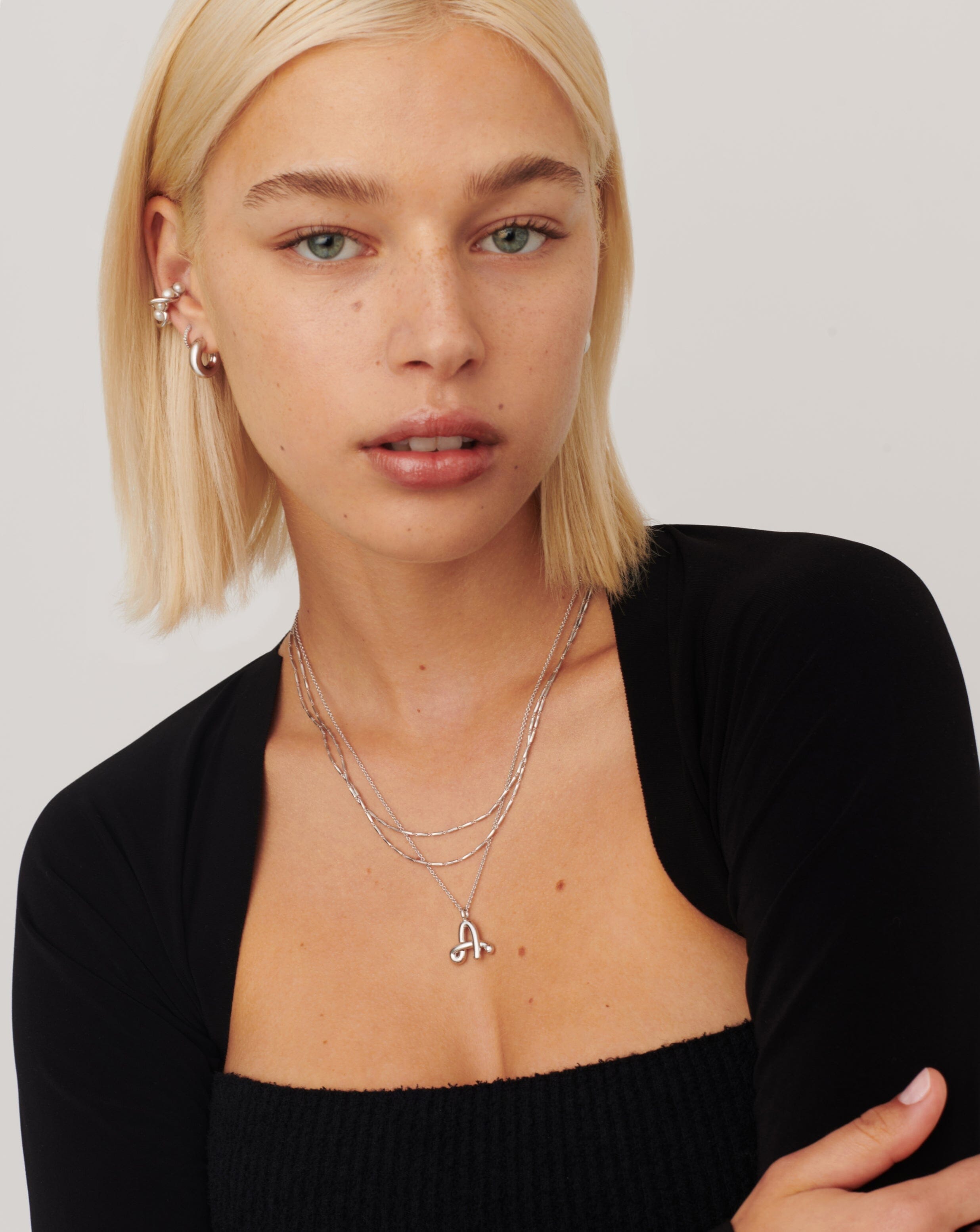 Curly Molten Initial Pendant Necklace - Letter A | Sterling Silver 925 | Personalized Name Jewelry Gift for Women | Perfect for Birthdays, Anniversaries & Special Occasions