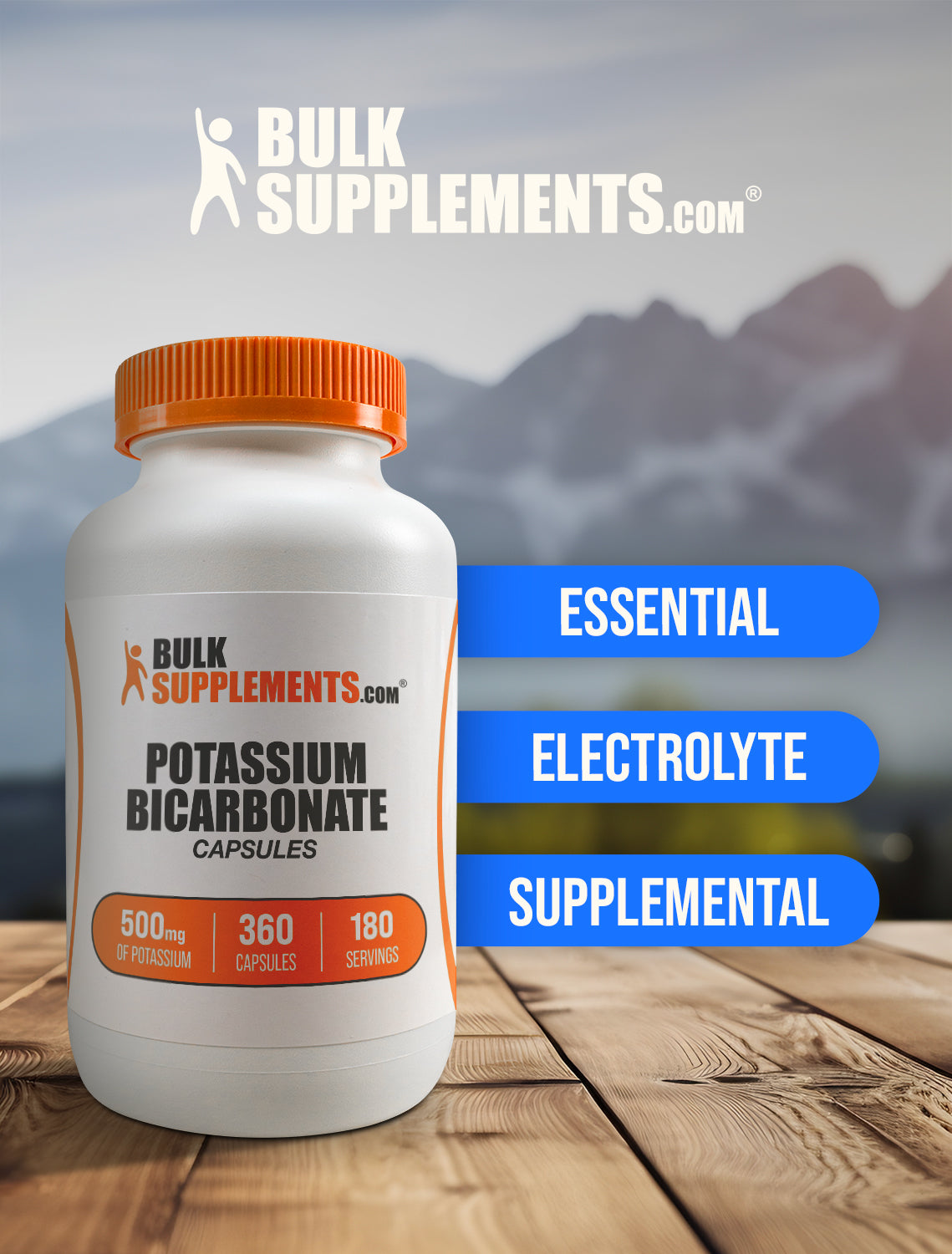 Potassium Bicarbonate Capsules 500mg | 120 Count | Supports pH Balance & Electrolyte Levels | Dietary Supplement for Heart Health & Muscle Function | Vegan, Non-GMO | Perfect for Athletes & Keto Dieters