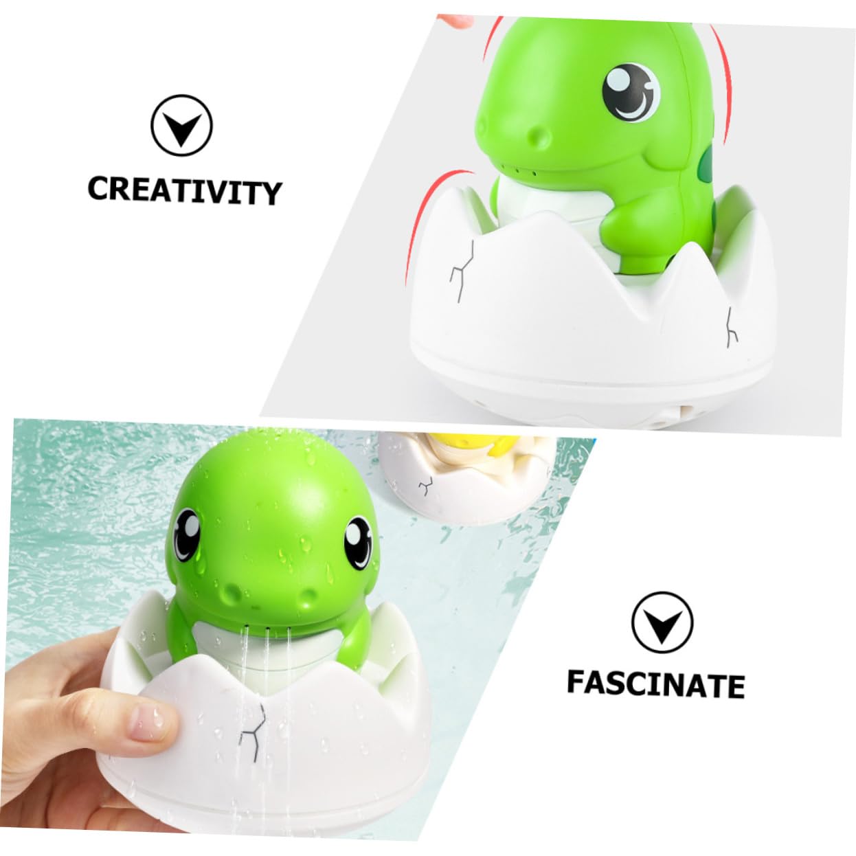 FAVOMOTO 4 Pack Dinosaur Bath Toys for Kids - Light Green Rubber Bathtub Toys with 1200mAh Battery - Fun Bath Time & Pool Play for Toddlers