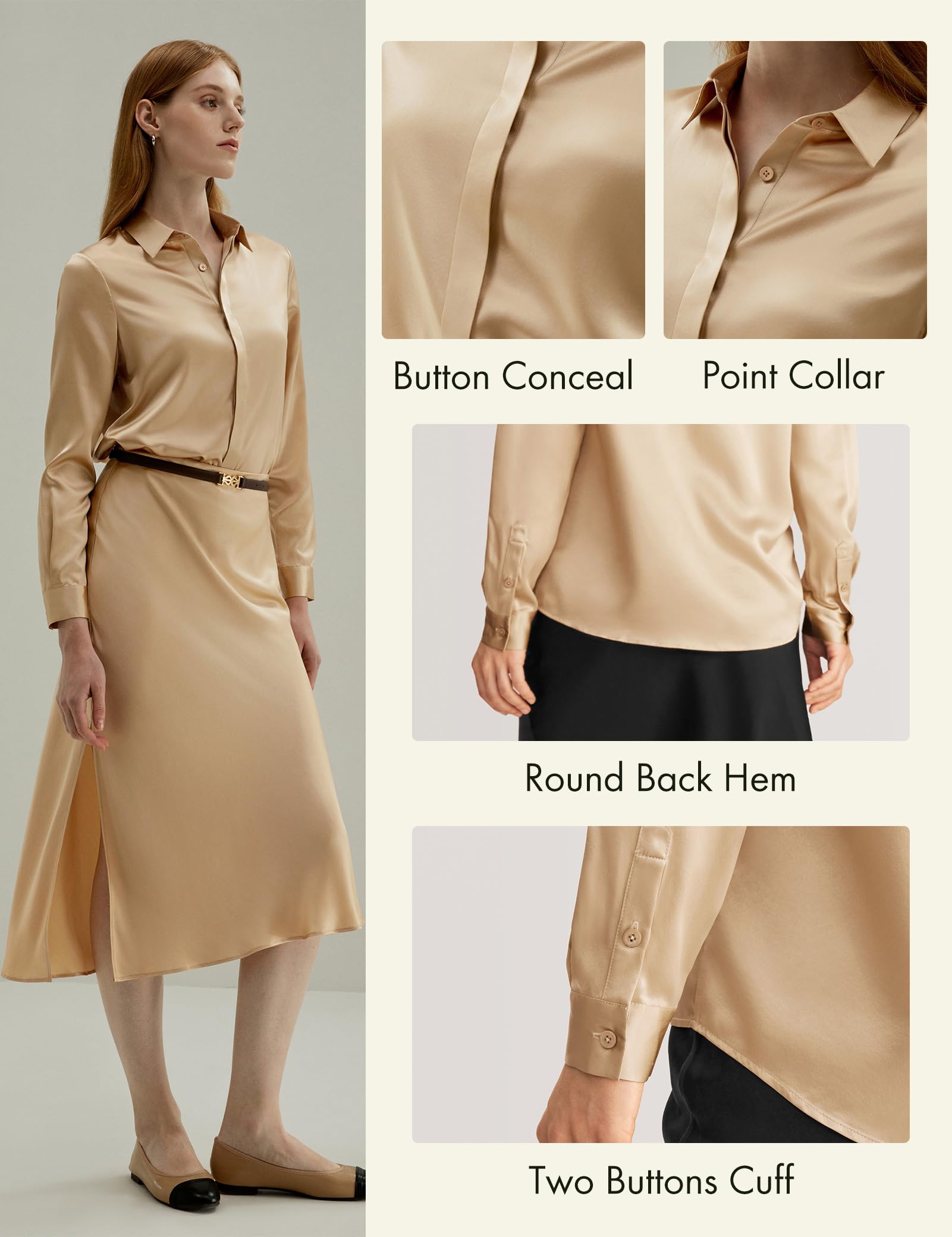 LilySilk 100% Pure Silk Blouse for Women - Long Sleeve Elegant Shirt, Soft & Smooth Luxury Tops for Work, Party & Special Occasions