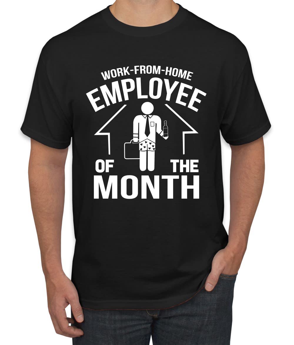 Funny Work from Home Employee of The Month T-Shirt for Men | Wild Bobby Graphic Cotton Tee - Comfortable Office Humor Shirt for Remote Workers | Perfect for Virtual Meetings, WFH Gifts & Casual Wear | Great for Zoom Calls, Home Office, Relaxing Weekends & Everyday Outfits | Ideal for Remote Work, Online Conferences & Lounge Wear